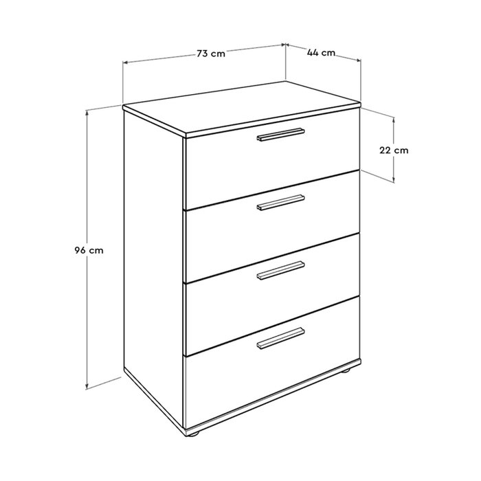 Hanah Home Cómoda Sfn-540-Bb-1 con 4 cajones en Blanco